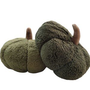 Warm and Cozy fall green plush pumpkin pillows decor NWOT